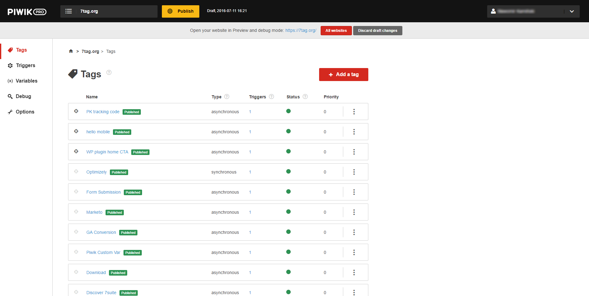 Tag Manager Dashboard